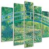 Giallobus - 5 Multi pannello Art Board - Claude Monet - Pontile lo stagno delle Ninfee - Legno Mdf - 140x100