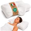 The Double Twenty Cuscino Cervicale per Dormire Ortopedico - Doppia Altezza 12,5/9cm Federa Lavabile in Silver Antibatterico - Cuscino Memory Foam Antirussamento a Farfalla - Made in Italy e Oeko Tex