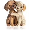 RJQZN Statuetta di Cane in Legno Naturale, Decorazione 2D per Amanti degli Animali, Ornamento Piatto da Scrivania Mensola e Libreria, Regalo Carino, 10x8cm