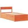 VidaXL Giroletto con Cassetti in Legno Massello di Pino - Marrone Cera 75x190cm - Telaio e Base Letto