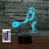 SUPERHONGJIHAO Luce notturna per i bambini 3D Giocatori di tennis ha condotto la lampada con telecomando 16 colore che cambia regalo di compleanno di Natale per il bambino