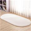 Treer Tappeto Ovale Salotto Moderno Pelo Corto Vello Berbero Lavabile Morbido Tappeti per Interni Morbidi Tappeti, per Soggiorno Divano Camera da Letto Home Decor (80x120cm,Bianco)