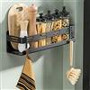 CZKDTT Portaspezie autoadesivo,porta spezie per cucina,organizer da cucina senza forare,portaspezie da appendere, con 4 ganci rimovibili,40 cm,nero
