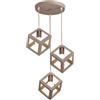 VR VETRINEINRETE Vetrineinrete® Lampadario da soffitto pendente a sospensione con 3 cubi 3d stile geometrico portalampada e27 (Tortora)