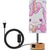 famyily Unicorni Rosa Blu Piccola Lampada 3 Vie Dimmerabile Touch Lamp con USB C+A Porte Lampadine Incluse per Scrivania