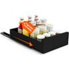 Avilia - Cassetto Universale Estraibile e Espandibile in Acciaio con Binario - Organizer per Mobili, Cucine e Dispense - Montaggio Adesivo - Ripiano Salvaspazio (Nero, 43x9x25 cm)
