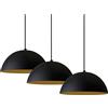 bamyum 3 pz Lampada Appesa E27 Lampadari Industriale 26 cm Lampadario da Soffitto Illuminazione Diametro a Sospensione in Metallo Plafoniera - Nero
