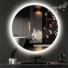 wowspeed Specchio da bagno con luci LED da parete, antiappannamento, dimmerabile in 3 colori, LED, vetro temperato HD, specchio intelligente Bluetooth, bagno, 60 x 60 cm