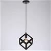 TOKTOP - Lampadario a sospensione moderno, forma a cubo, in metallo, E27, plafoniera geometrica in stile sospeso per camera dei bambini, camera degli adolescenti, soggiorno, ristorante, nero