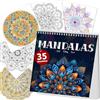 Elfew Libro Mandala da Colorare per Adulti, 35 Mandalas per Alleviare Ansia | Rilegatura a Spirale, 21.5x21.5CM, Mandala Libro da Colorare, Rilassanti e Antistress, Libri da Colorare Rilassanti per Donne