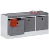Relaxdays Panca Contenitore con 3 Cassetti, Cassapanca Ingresso o Camera, HLP: 46x102x32 cm, Porta Scarpe, Bianco Grigio