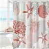 GCIREC Tenda Doccia, 180x200cm, Tropicale Spiaggia Rossa Conchiglie Marine Conchiglie Bussole Oceano di Corallo Grigio Impermeabile Tessuto Macchina Lavabile Tenda da Bagno con Ganci