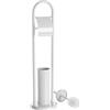Grand Home Portarotolo carta igienica con Scopino e Portascopino Bagno In Metallo Bianco Dimensione 22 x 22 x 88 cm
