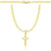 AMAR PRAGNA, collana in oro 925/585 con croce per donna/uomo, intrecciata originale, larghezza 3,8 mm, collana in oro, collana con croce in oro 585, 60 cm, Argento