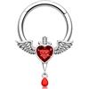 Melighting Orecchino per setto nasale, per Halloween, Daith, in acciaio inox 316L, per trago, cartilagine, cartilagine, cuore incernierato clicker, 8mm, Acciaio inossidabile