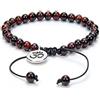 oasymala Bracciale Om Wish regolabile Meditazione Mala Preghiera Perline Yoga Om Gioielli intrecciati con perline Mala (Occhio di tigre rosso (Red Tiger Eye))