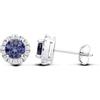 Old English Jewellers Orecchini a lobo rotondi in argento Sterling 925 con tanzanite e zirconia cubica
