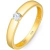 Amberta Fede Nuziale in Argento Sterling 925 con Zircone per Donna | Anello Brillante | Anello Solitario | Fede Argento 925 Donna: Misura 18