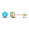 Old English Jewellers Orecchini a lobo in oro 9 kt con topazio blu, diametro 3 mm, Oro giallo, Topazio