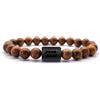 KARDINAL WEIST legno perline zodiaco bracciale onice, gioielli per donna e uomo, zodiac - simbolo - oroscopo (L+, Acquario - Aquarius)