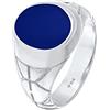 Kuzzoi Anello da uomo ovale smaltato blu, larghezza 13 mm, in argento sterling 925, anello in argento Sterling 925, decorato nero ossidato, anello da uomo, misura 54-66, 0609671521, Smaltato