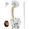 Sllaiss Piercing Ombelico Titanio G23 con Moissanite Brillantino 14G Navel Piercing Titanio Ipoallergenico Curvo per Donna Uomo Oro 18K Placcato Piercing Pancia Banana Gioielli per Ombelico