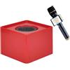 qiqule Microfono personalizzato Logo Live Equipment Box Cube Triangle Interview Box Karaoke mic Bandiere (rosso)
