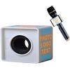 qiqule Microfono personalizzato Logo Live Equipment Box Cube Triangle Interview Box Karaoke mic Bandiere (Bianco)