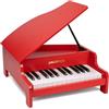 JALOKEE Tastiera per pianoforte per bambini, 25 tasti, pianoforte a coda in miniatura, strumento educativo in legno, volume regolabile, adatto per ragazze e ragazzi in età bassa (Rosso)