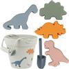 Mineup 6 Pezzi Morbido Silicone Giochi Spiaggia Bambini, Giocattoli da Spiaggia Set con Secchiello per la Sabbia, Pala, Stampo de Dinosaure, Giocattolo della Spiaggia per Bambini Ragazzi Ragazze