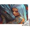 ANXZCHDEB Dragon Lover Art Puzzle 1000 Pezzi, Donna Tatuata con Drago Colorato, Decorazione Parete Antistress, per Uomini e Donne, Puzzle Stimolante 70x50cm/1000pcs