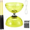 KUWUNG Diabolo LED con cuscinetto a sfera, 4,5 mm Diabolo luminoso, set giocoliere con bastoncini a mano, strumento circo a ruota libera per adulti principianti professionisti (giallo)