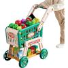 Generico Set Gioco Carrello Spesa Bambini - Passeggino Regolabile Con Cibo Giocattolo & Supermercato | Giocattolo Ruolo Precoce Per Piccoli 3-8 Anni | Per Gioco Simbolico E Sviluppo Prescola