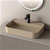 EMKE Lavabo da appoggio da bagno, 60,3 x 40,1 x 11 cm, in ceramica, per bagno e WC degli ospiti, rettangolare, sospeso, di alta qualità, colore beige pallido