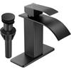 Fransiton Nero Cascata Bagno Rubinetto Rv Lavabo Maniglia Singola 1 o 3 Foro Bagno Lavandino Rubinetto Lavabo Rubinetto con Deck e Pop-up Drain