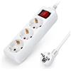 Aigostar Multipresa 3 Prese Elettriche Cavo da H05VV-F 3G1.0m㎡ 1.5 Metri, Bianco