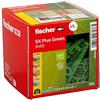 fischer Tasselli a espansione SX Plus Green 8 x 65, scatola con 45 tasselli sostenibili, tasselli multiuso in materie prime rinnovabili, tenuta ottimale in calcestruzzo, mattoni pieni, calcestruzzo