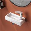 EMKE Lavabo da 36,5 x 18 x 9 cm, piccolo lavandino bianco, lavabo sospeso per WC degli ospiti e bagno, rubinetto destro, lavabo per montaggio a parete