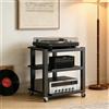 Dernoing Mobile per giradischi, mobile audio, mobile stereo, mobile aperto per componenti stereo; adatto per l'uso in casa, in ufficio, per apparecchiature audio e video e per l'home cinema (Nero, 3H)