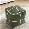 Louis Donné Pouf ottomano non imbottito, 45 x 45 cm, poggiapiedi quadrato in ecopelle verde, con contenitore, impermeabile, facile da pulire, per soggiorno (solo copertura senza imbottitura)