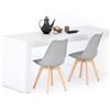 Mobili Fiver, Tavolo da pranzo Evolution 180x60, Bianco Frassino con Una Gamba, per 6 persone, Tavolo Da Pranzo Moderno Cucina, Made in Italy
