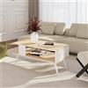 [en.casa] Tavolino Basso da Divano (AxLxP) 40 x 90 x 45 cm Tavolino da Salotto con Scomparto Semiaperto e 4 Piedini - Effetto Rovere/Bianco