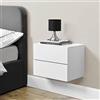 [en.casa] Comodino da Parete con 2 Cassetti 40 x 29 x 30 cm Cassettiera Pensile Portaoggetti da Muro - Bianco