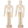 MUELODSIC 1 Set Manichini in Legno Massello con Articolazioni Mobili da Pupazzi Decorativi per Scrivania Modelli Anatomici Articolati per E Decorazione Desktop 2 Pezzi