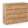 MRBLS_HOME Cassettiera con 8 cassetti, credenza in legno, 120 x 92,5 x 33,5 cm (larghezza x altezza x profondità) - Cassettiera stretta per camera da letto e corridoio - mensola con cassetti