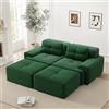 Bladez Moderno divano modulare Cloud Boneless, a forma di U, con sedile basso e ottomano, divano letto modulare senza montaggio, braccioli larghi, base antiscivolo, per soggiorno (verde, 2 posti+2)
