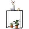[en.casa] Tavolo a Consolle in Metallo 92 x 80 x 32 cm Mobile Alto Stretto per Ingresso Corridoio Tavolo da Appoggio - Nero