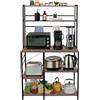 LANTUS Mensola da cucina, mobile da cucina, bar da caffè, supporto per forno a microonde, con ripiani regolabili, ganci, 40 x 86 x 165,5 cm (A) (legno fiammato)