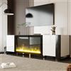 KAZZIO Mobile TV basso con camino elettrico effetto fiamma, nessuna funzione di riscaldamento, lucido, colore coordinato