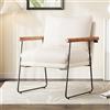 Ckaff Poltrona Salotto Scandinava, Poltrona Camera da Letto con struttura in metallo, Poltroncina Imbottita Sedie Sala da Pranzo con Braccioli per Soggiorno Camera da Letto Sale da Pranzo, Beige